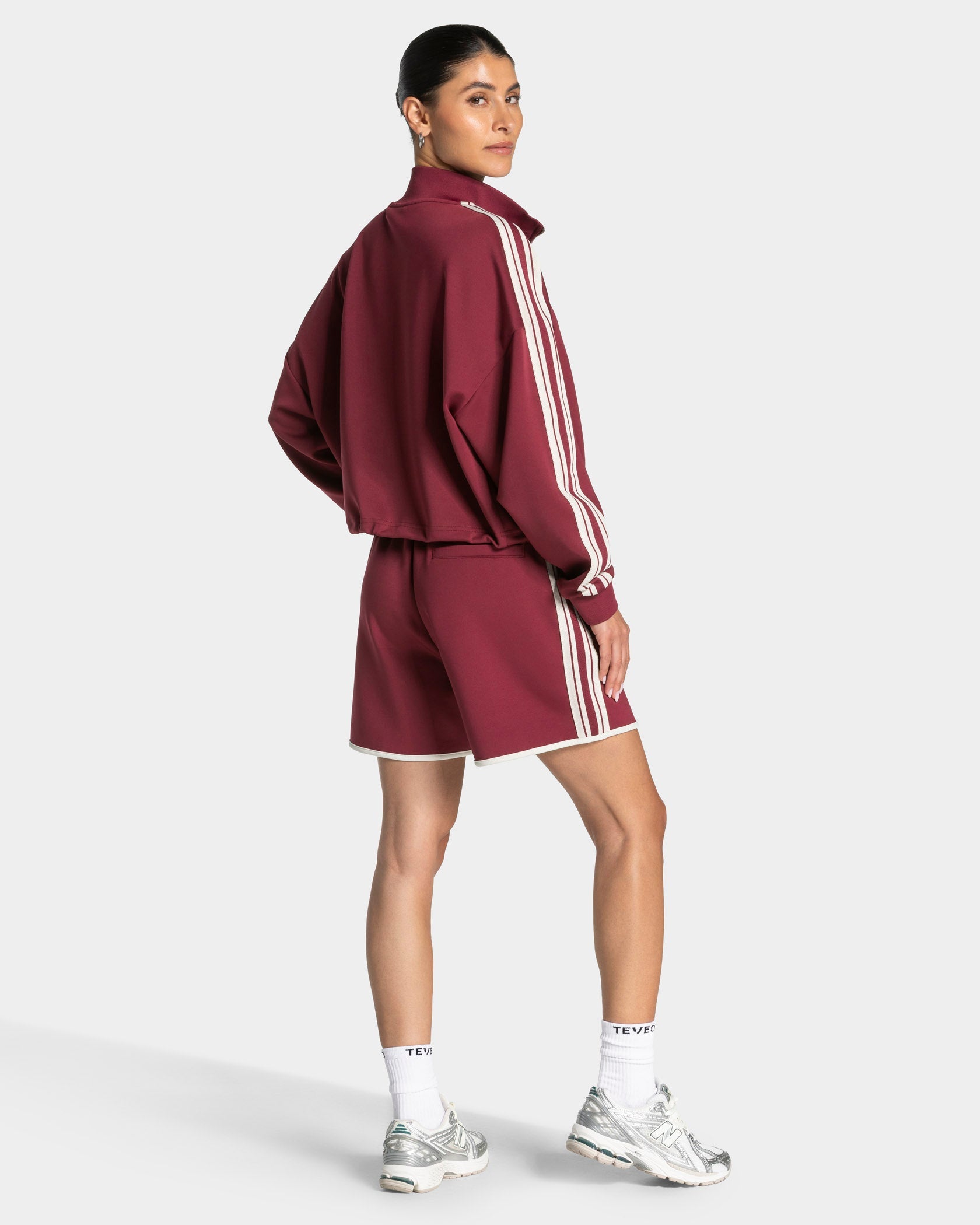 Club Cropped Zip Jacke "Weinrot"