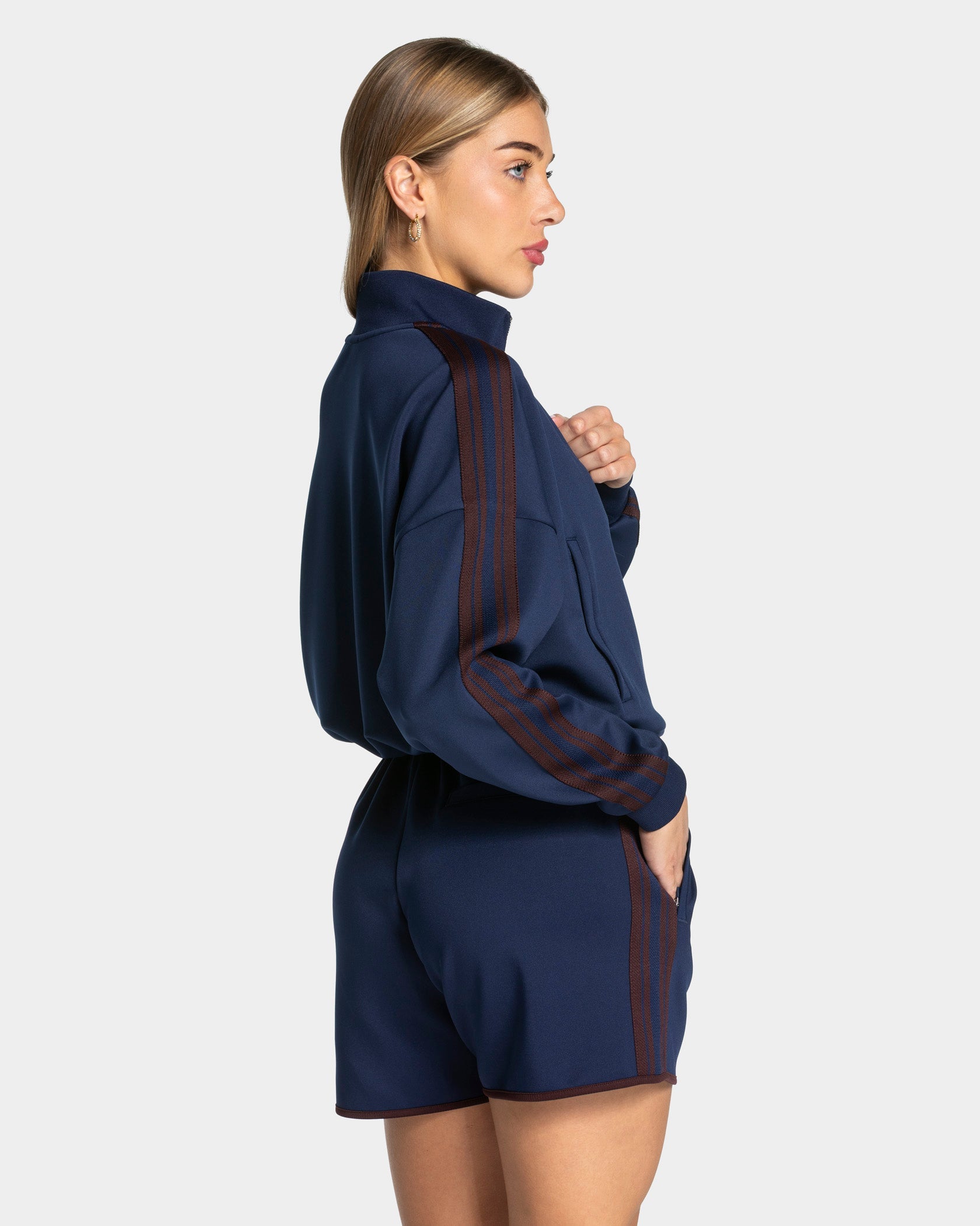 Club Cropped Zip Jacke "Dunkelblau"