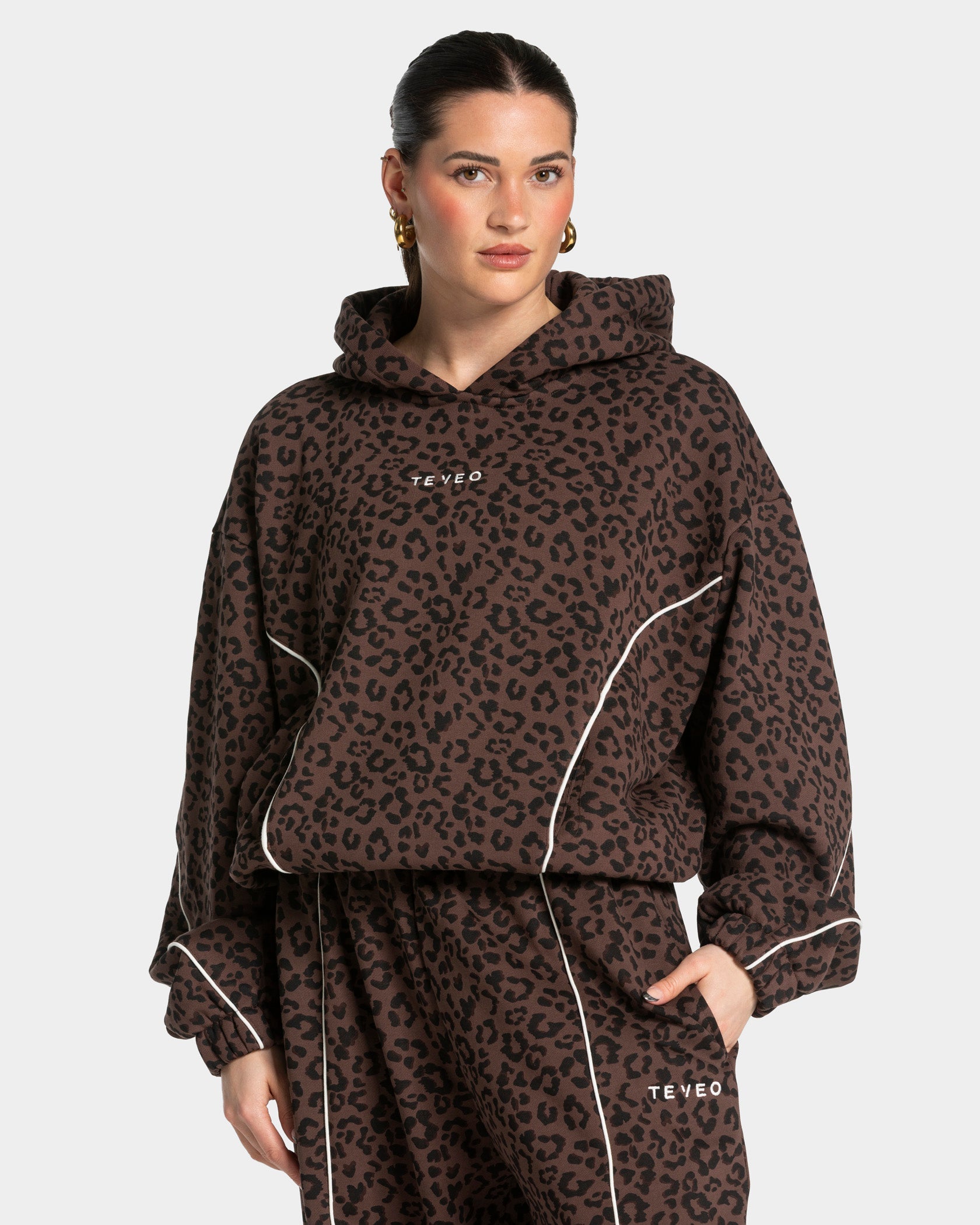 Sweat à capuche Contrastline"Leo Espresso"