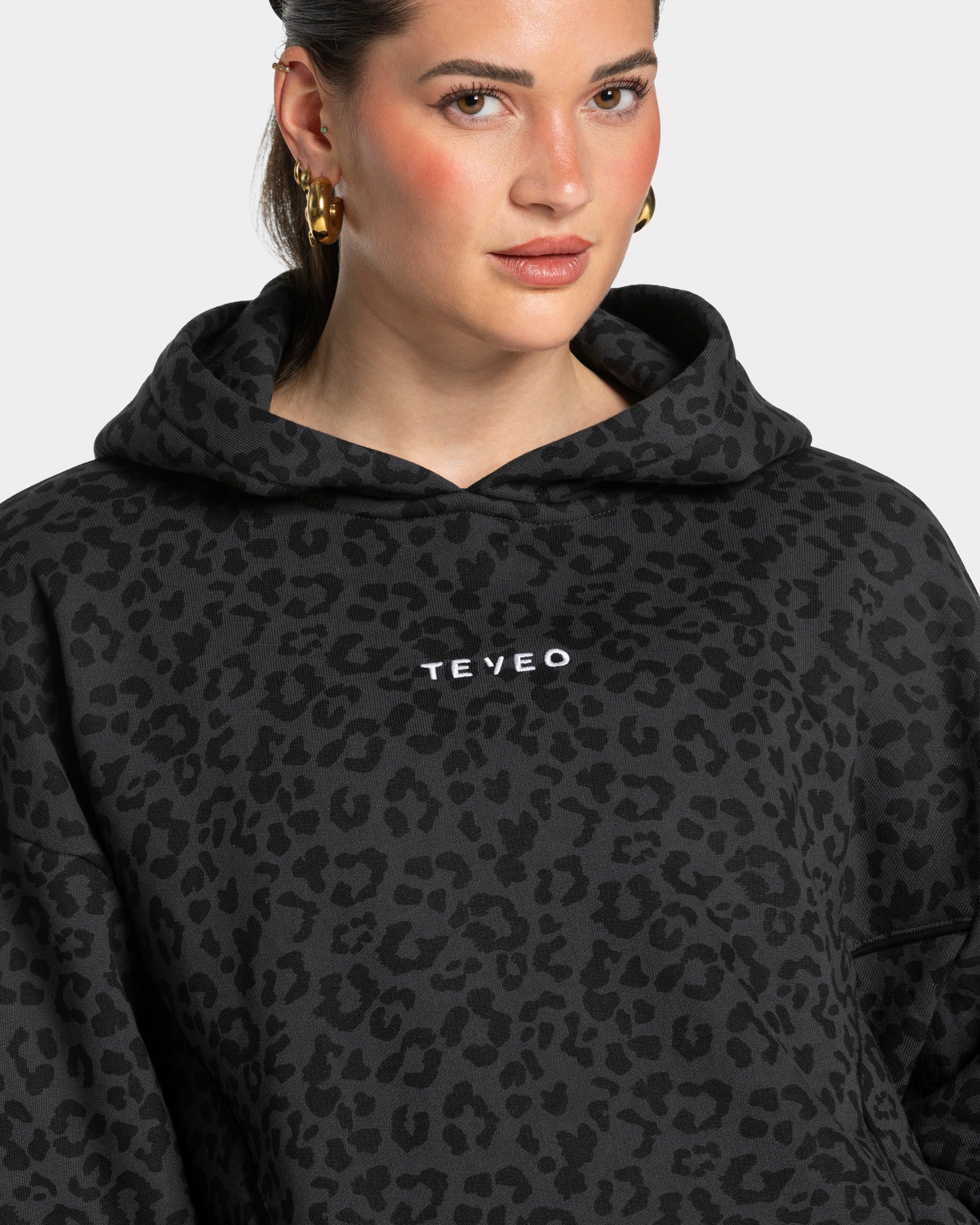 Sweat à capuche Contrastline « léopard noir »
