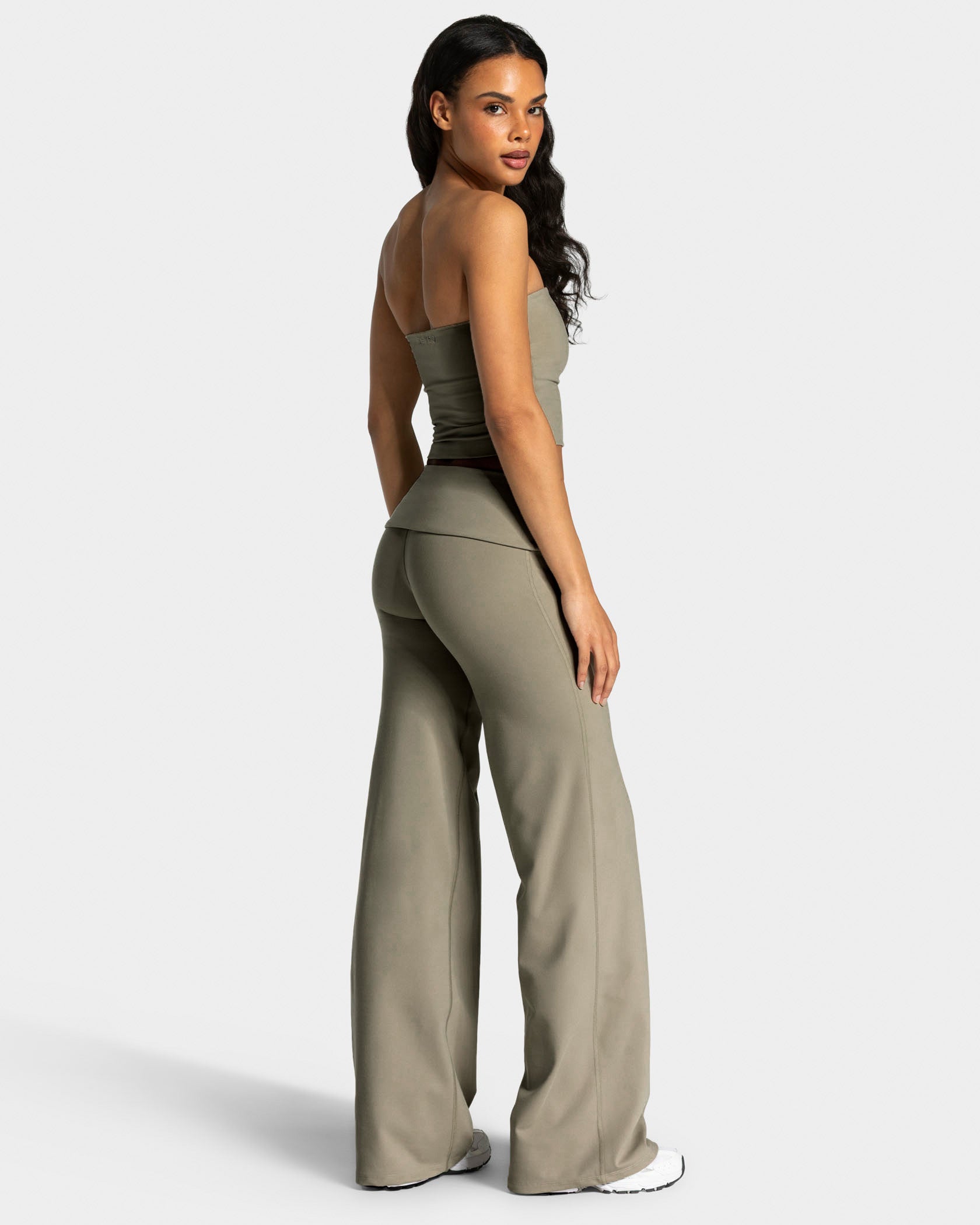 Mellow Fold Over Straight Leg Pants Regular "Khaki"