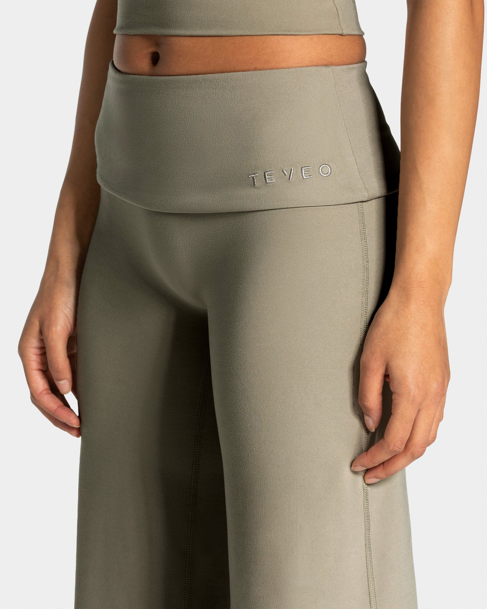 Mellow Fold Over Straight Leg Pants Tall "Khaki"