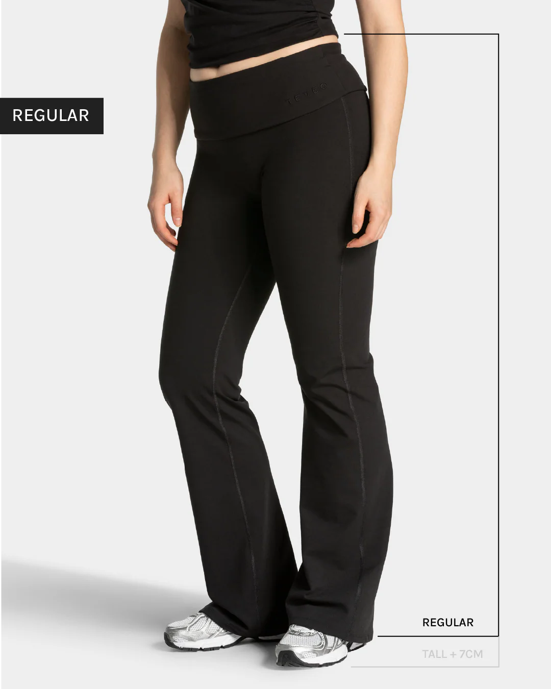 Mellow Fold Over Flared Leggings Regular "Schwarz"