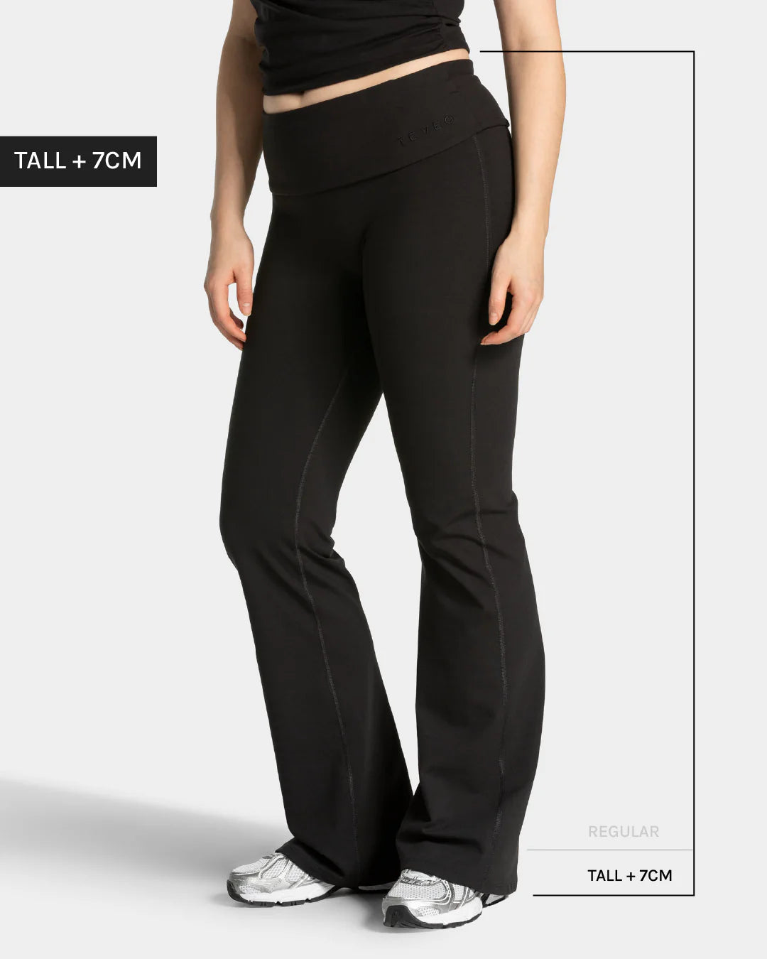 Mellow Fold Over Flared Leggings Tall "Schwarz"