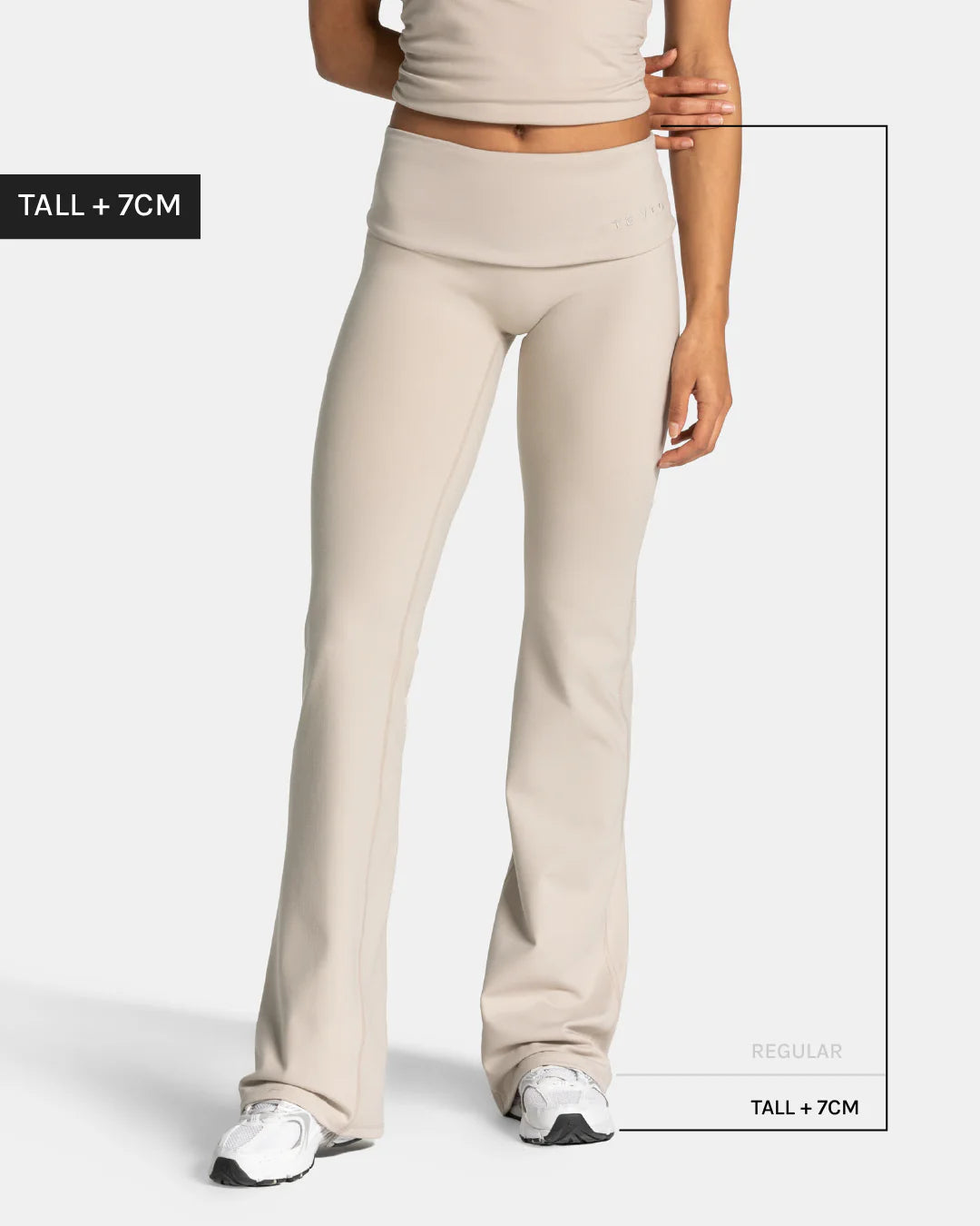 Mellow Fold Over Flared Leggings Tall "Cream"