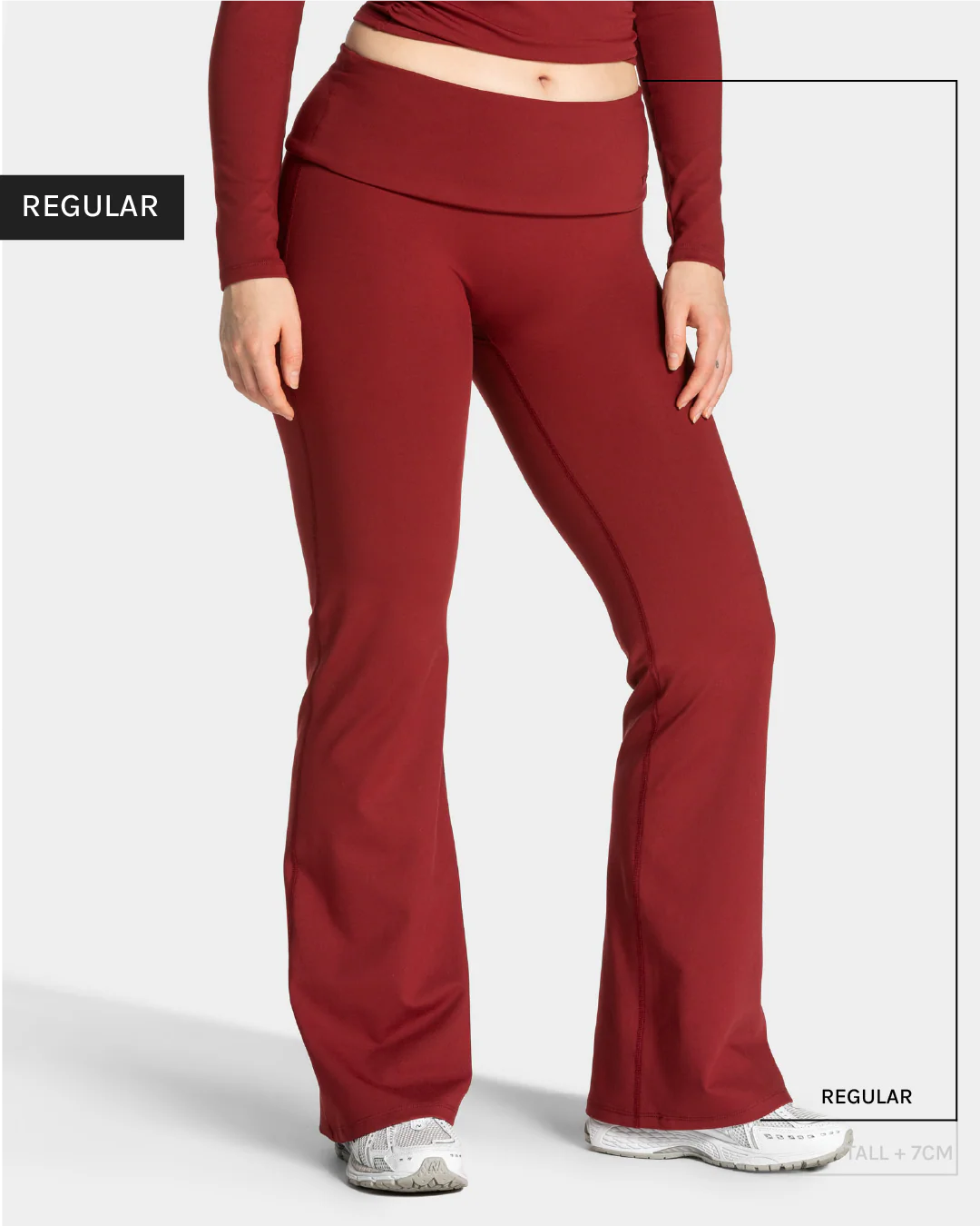 Mellow Fold Over Flared Leggings Regular "Weinrot"