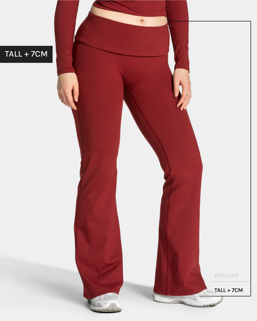 Mellow Fold Over Flared Leggings Tall "Weinrot"