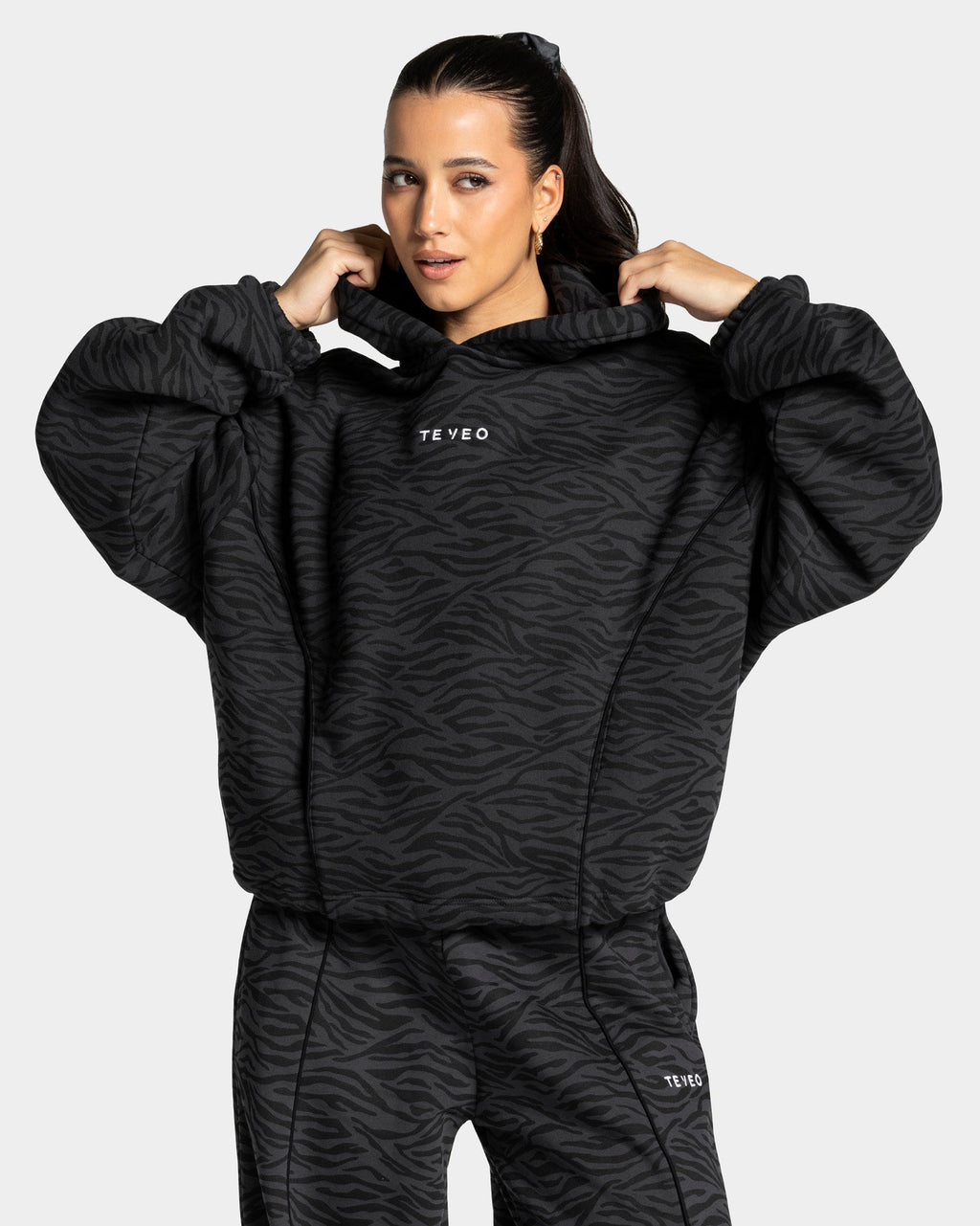 Sweat à capuche Contrastline « zèbre noir »